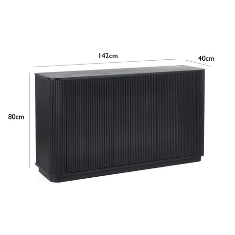 Lewes Black Fluted Sideboard - Pendle Village Furniture