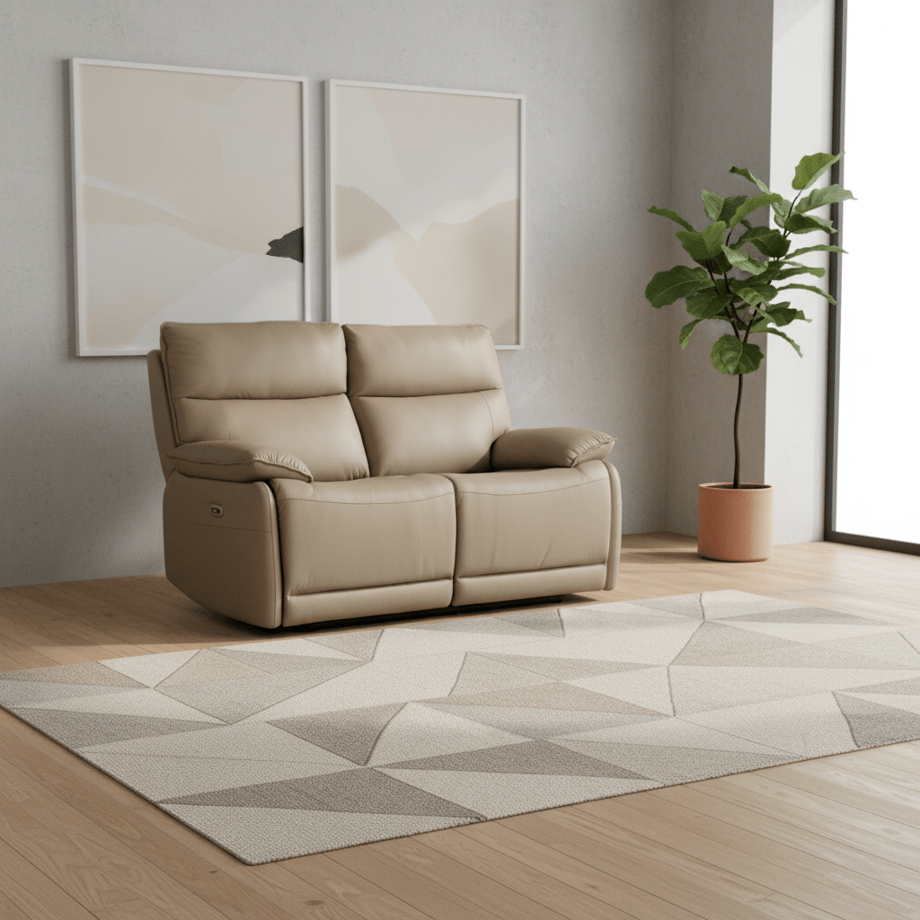 Logan 2 Seater Electric Recliner Sofa – Latte Leather