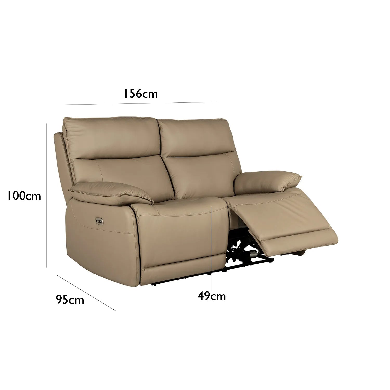 Logan 2 Seater Electric Recliner Sofa – Latte Leather - Pendle Village Furniture