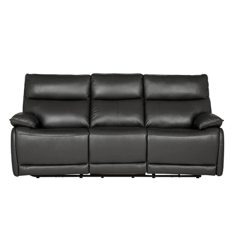 Logan 3 Seater Electric Recliner Leather Sofa – Dark Grey - Pendle Village Furniture