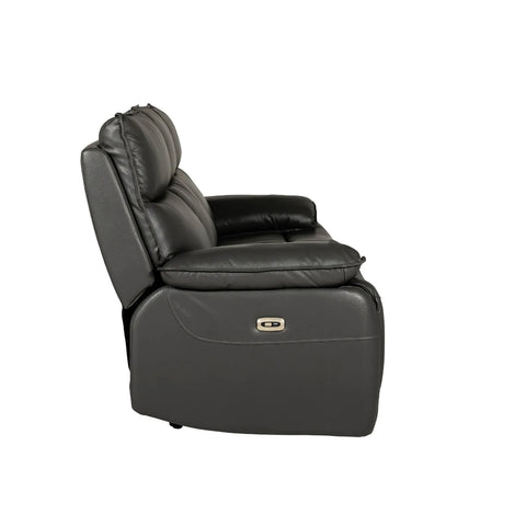 Logan 3 Seater Electric Recliner Leather Sofa – Dark Grey - Pendle Village Furniture