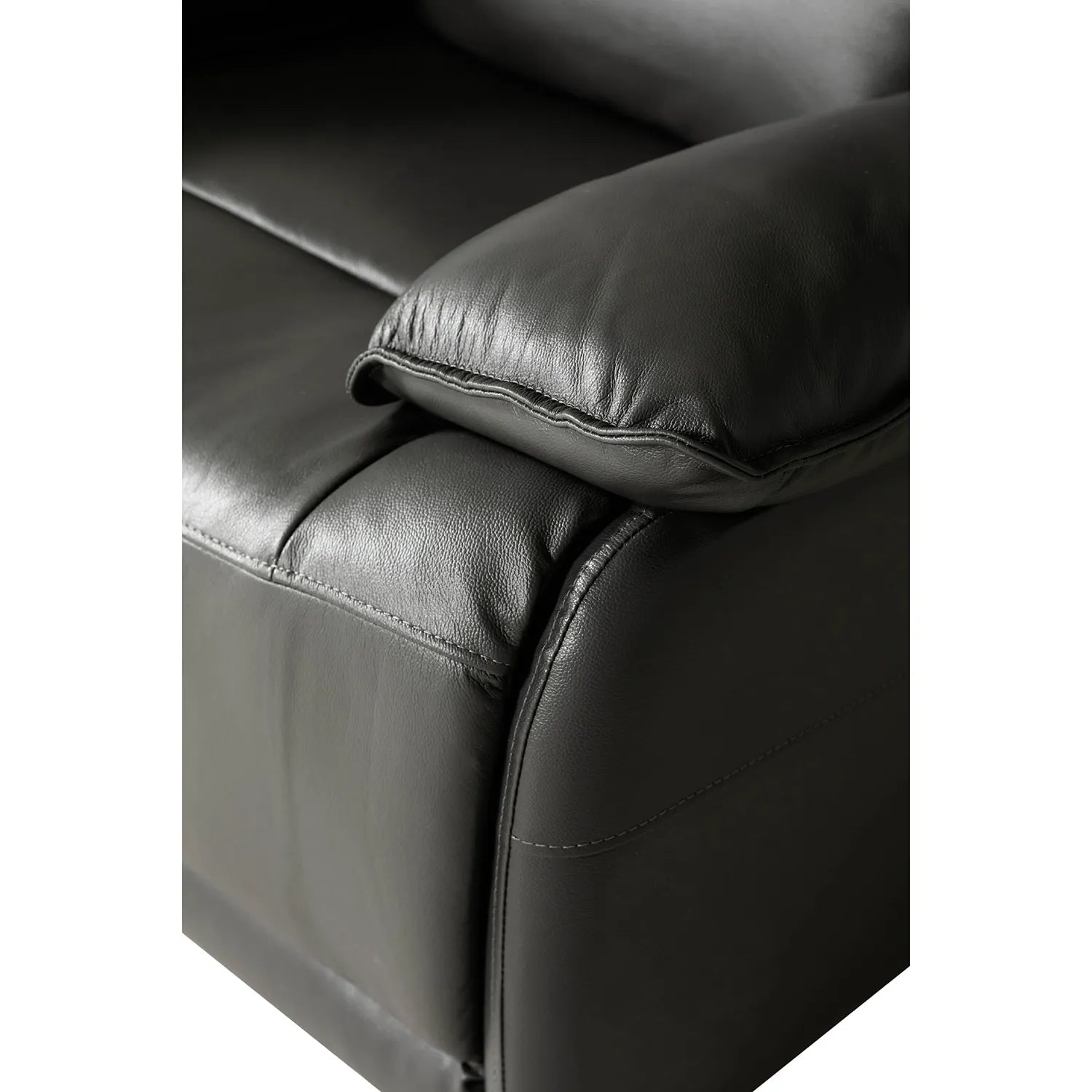 Logan 3 Seater Electric Recliner Leather Sofa – Dark Grey - Pendle Village Furniture