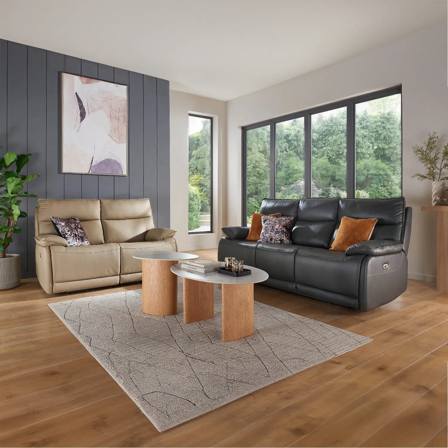 Logan 3 Seater Electric Recliner Leather Sofa – Dark Grey - Pendle Village Furniture