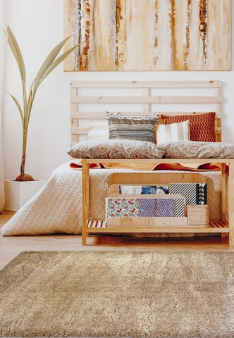 Lagom light natural rug with soft shaggy texture and modern style.