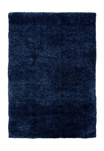 Elegant navy blue rug adding depth to living space.