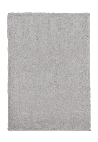 Elegant silver grey rug adding brightness to living space.