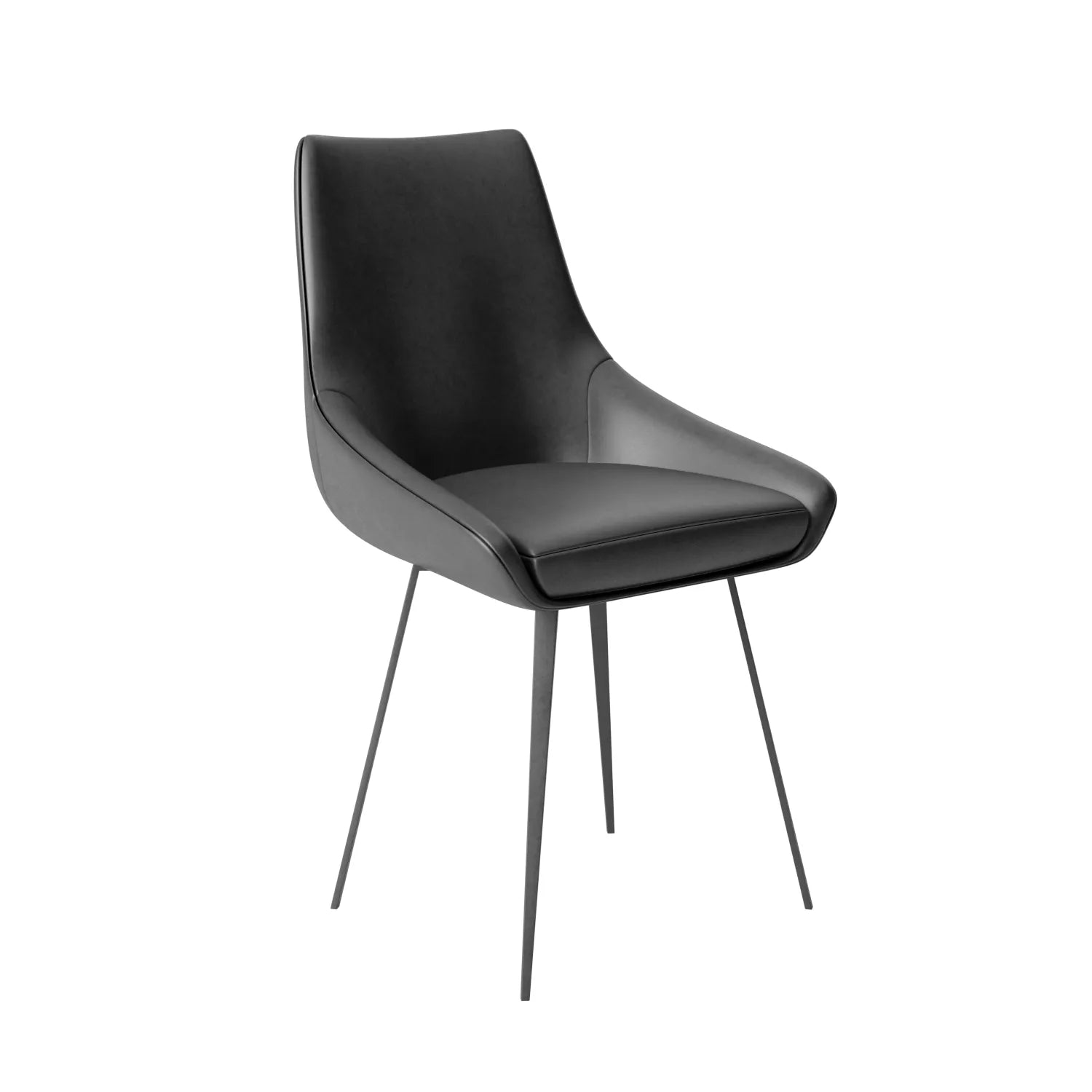 Lanna Grey Leather Dining Chair with Chrome legs