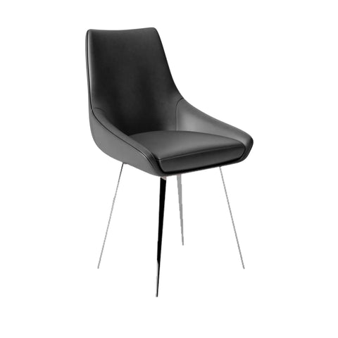 Chrome Legs Grey Leather Dining Chairs