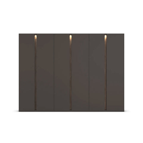 Larisa 301cm Graphite & Atlantic Oak Hinged 6 Door Wardrobe