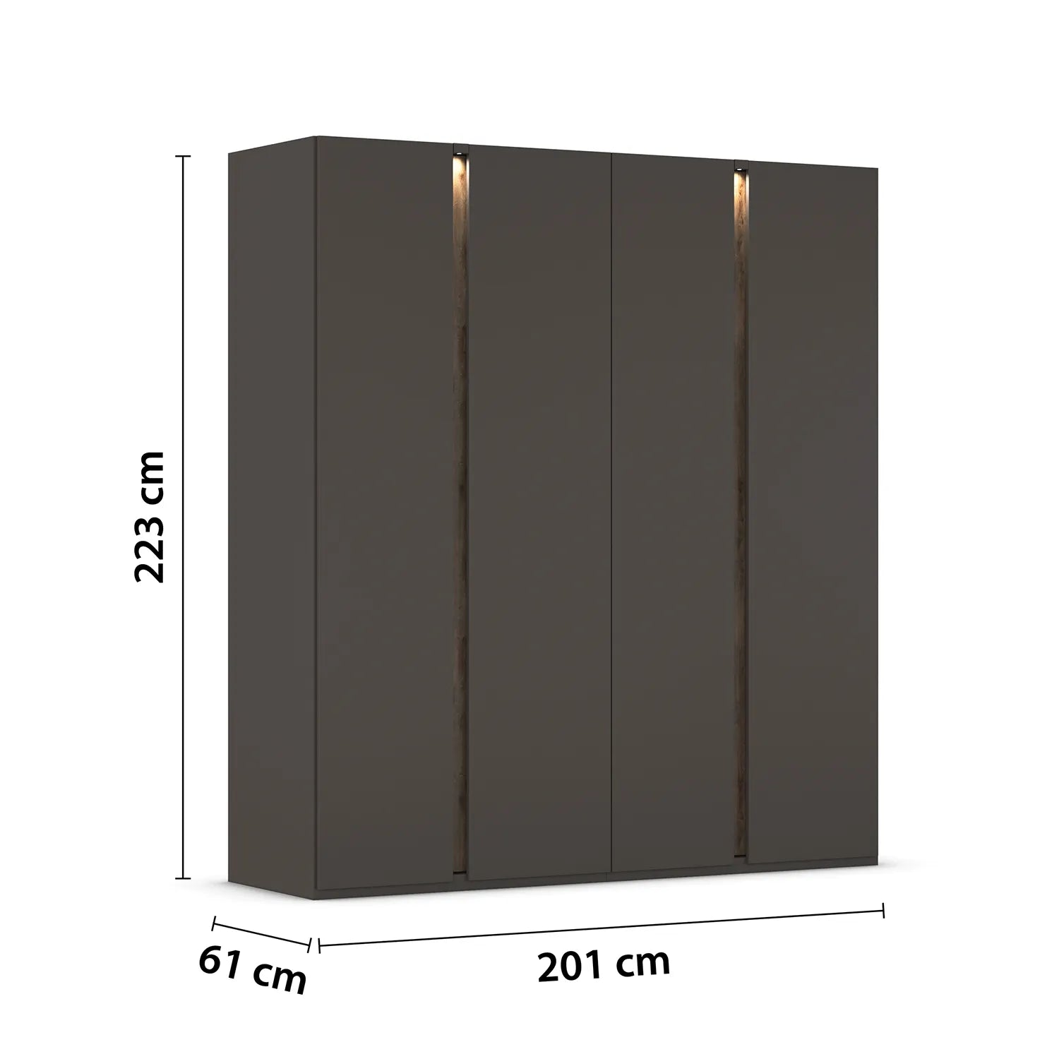 Larisa Graphite & Atlantic Oak Hinged 4 Door Wardrobe - Pendle Village Furniture