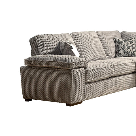 Gray sofa with textured pattern on a white background