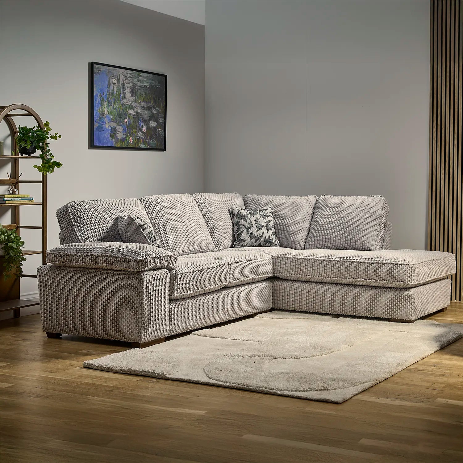 Laura Chaise Corner Fabric Sofa Lefte Hand Facing 2 Seats and Right hand facing chaise