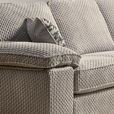 Close-up of a tLaura Chaise Corner Fabric Sofa