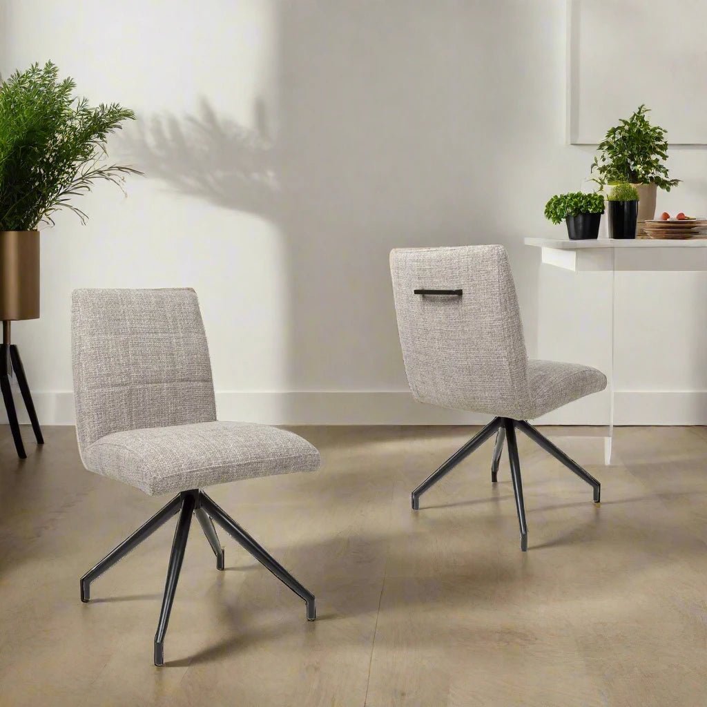 Laura Tweed Oatmeal Fabric Swivel Dining Chair Set of 4 - Pendle Village Furniture