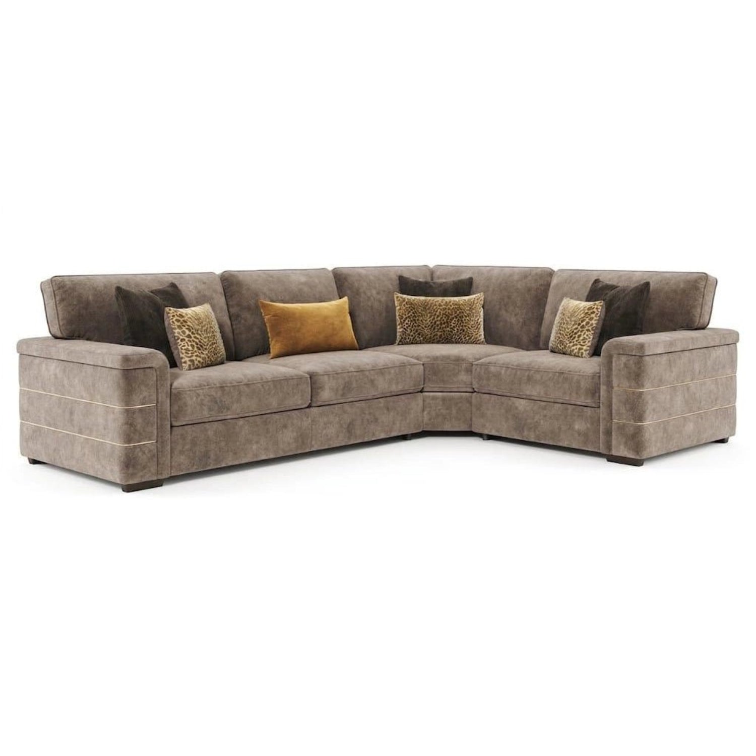 Luxury Glamour Inspire velvet corner sofa with plush cushions, soft dappled fabric, and an elegant contemporary look.