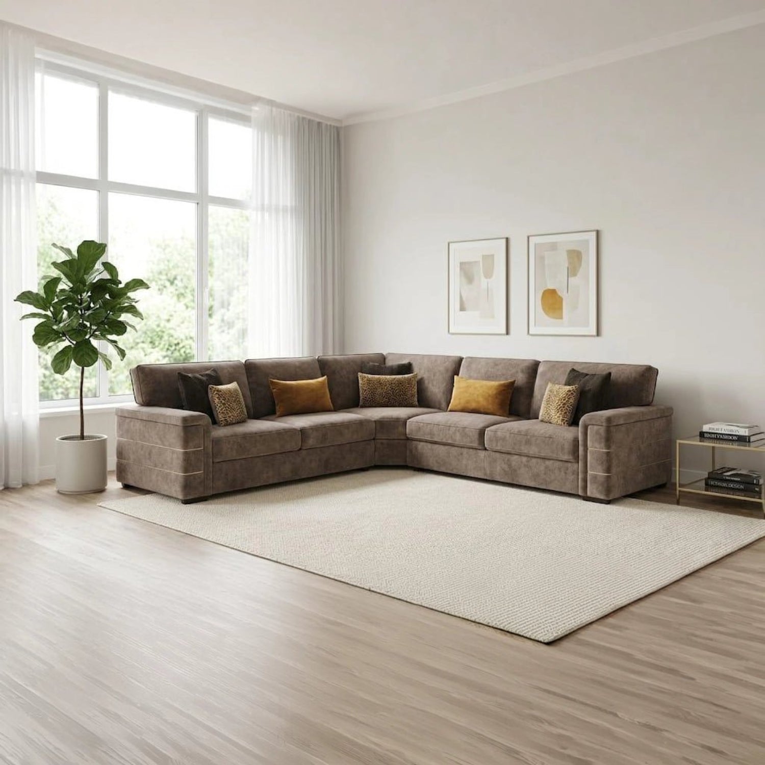 Glamour Inspire Fabric 2 Corner 2 sofa with deep seating, velvet upholstery, and a spacious corner design.