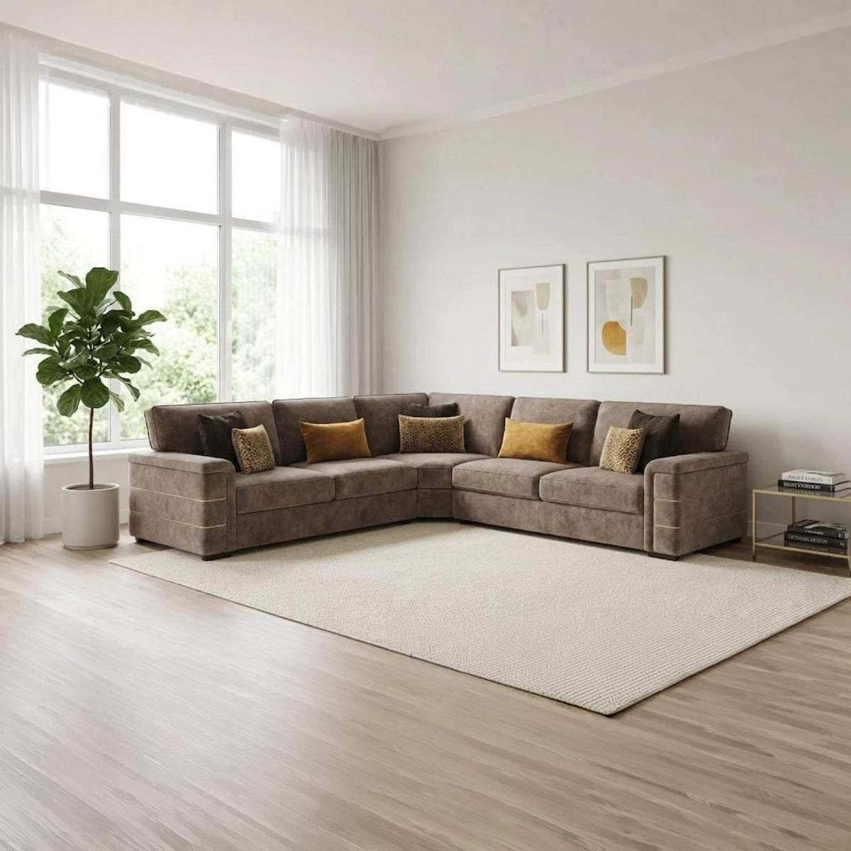 Glamour Inspire Fabric 2 Corner 2 sofa with deep seating, velvet upholstery, and a spacious corner design.