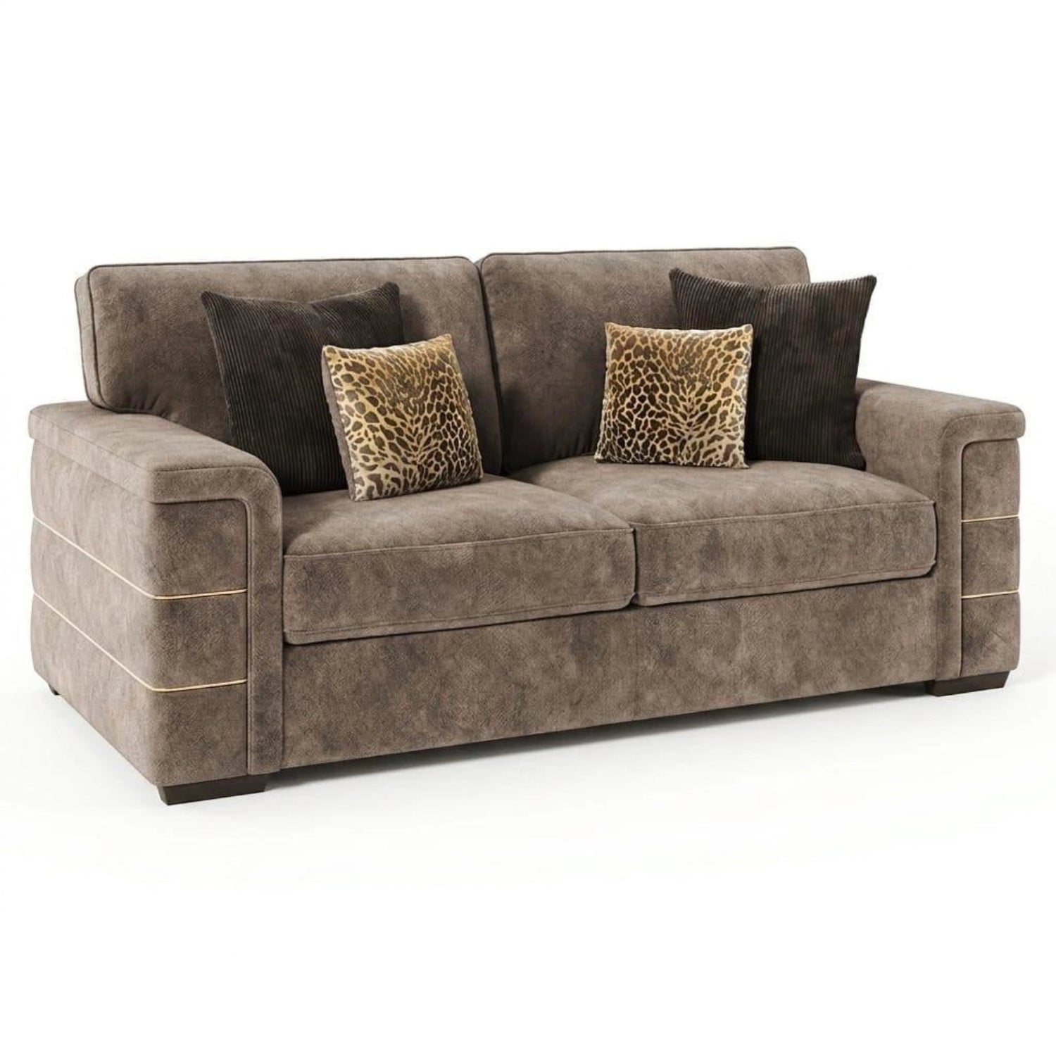 Glamour Inspire Fabric 2 seater sofa with deep seating, velvet upholstery, and a modern compact design.