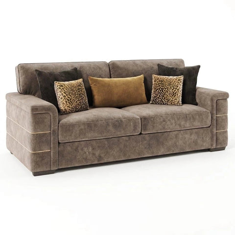 Glamour Inspire Fabric 3 seater sofa with deep seating, velvet upholstery, and a modern elegant design.