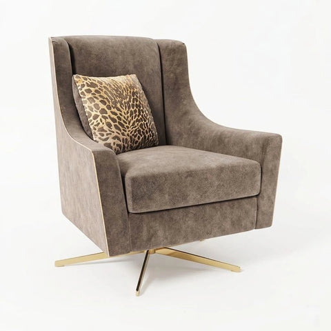 Glamour Inspire Fabric accent swivel chair with deep cushioning, velvet upholstery, and a modern rotating base.