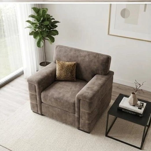 Glamour Inspire Fabric accent chair with deep cushioning, velvet upholstery, and a modern elegant design.