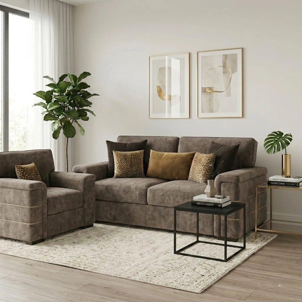 Modern velvet corner sofa with deep padded seating, rich texture, and a stylish layout for comfortable living spaces.