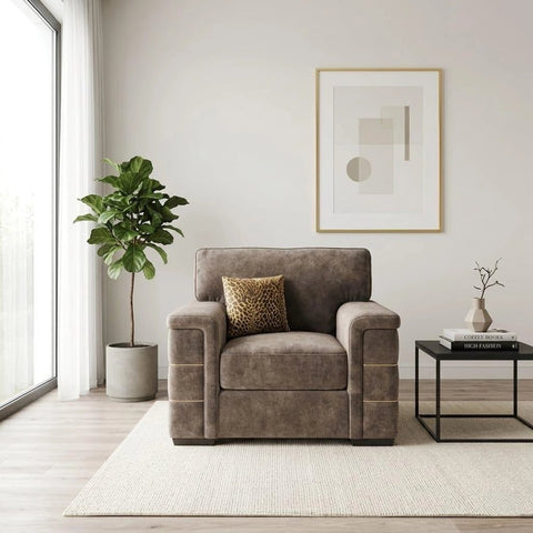 Glamour Inspire Fabric chair with deep plush seating, ultra-soft velvet upholstery, and a sleek modern accent design.