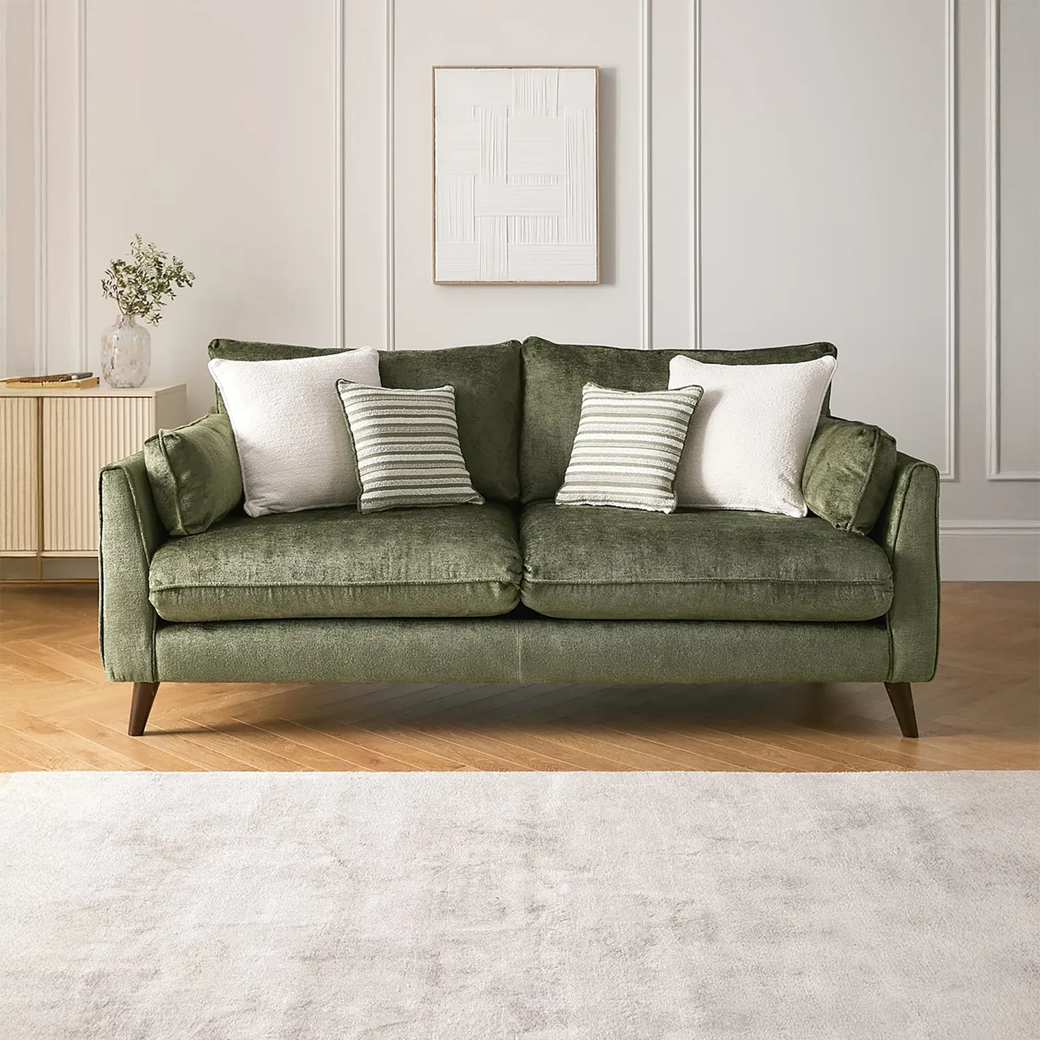 Kensington Scandi Style Padua Fabric Upholstered Sofa Collection available as 3 Seater, 2 Seater and Arm Chair