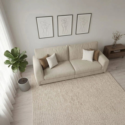 Compact luxury 2 seater fabric sofa with deep seating.