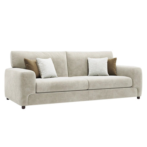 Sergio Astoria Fabric 3 Seater Sofa in ivory fabric.