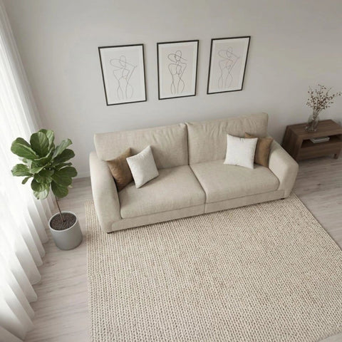 Luxury 3 seater fabric sofa with modern track arm design.
