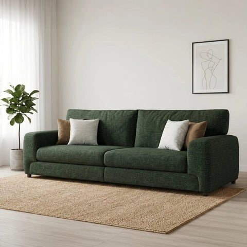 Sergio Astoria 4 seater sofa in mossy fabric modern luxury living room UK.