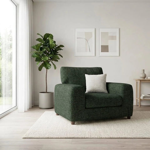 Mossy Fabric Accent Chair in premium textured fabric.