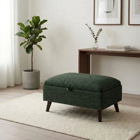 Mossy Fabric Storage Footstool in soft textured fabric.