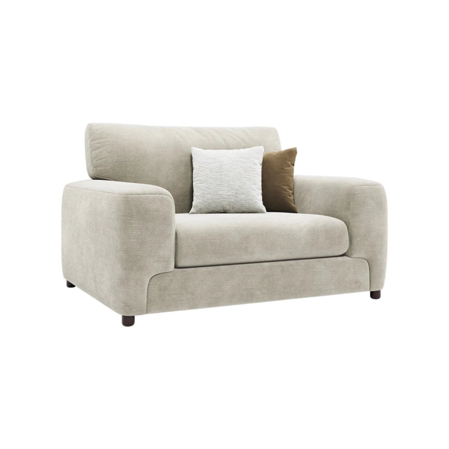 Sergio Astoria Fabric Love Chair in ivory fabric.