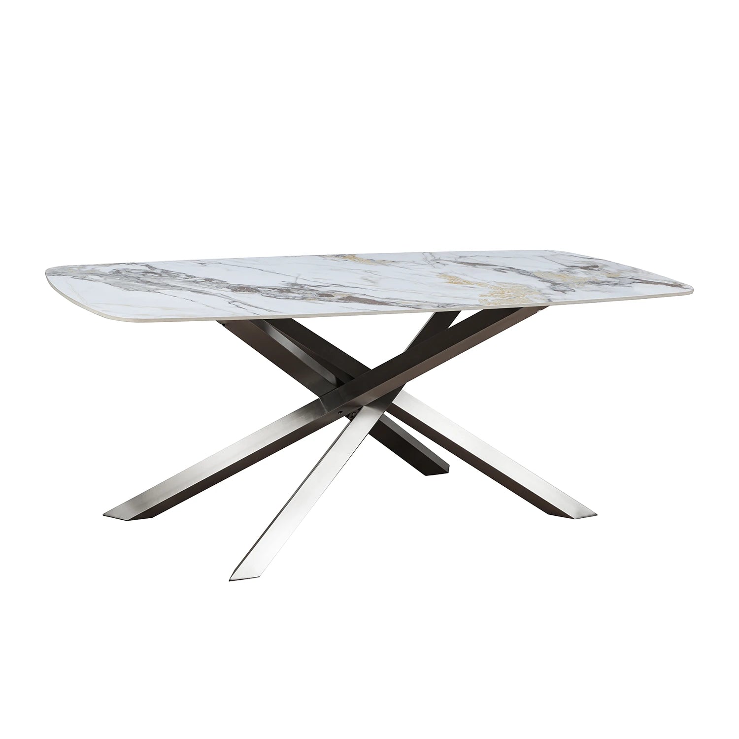 Leicester White Dune High Gloss Ceramic 1.8M Dining Table - Pendle Village Furniture