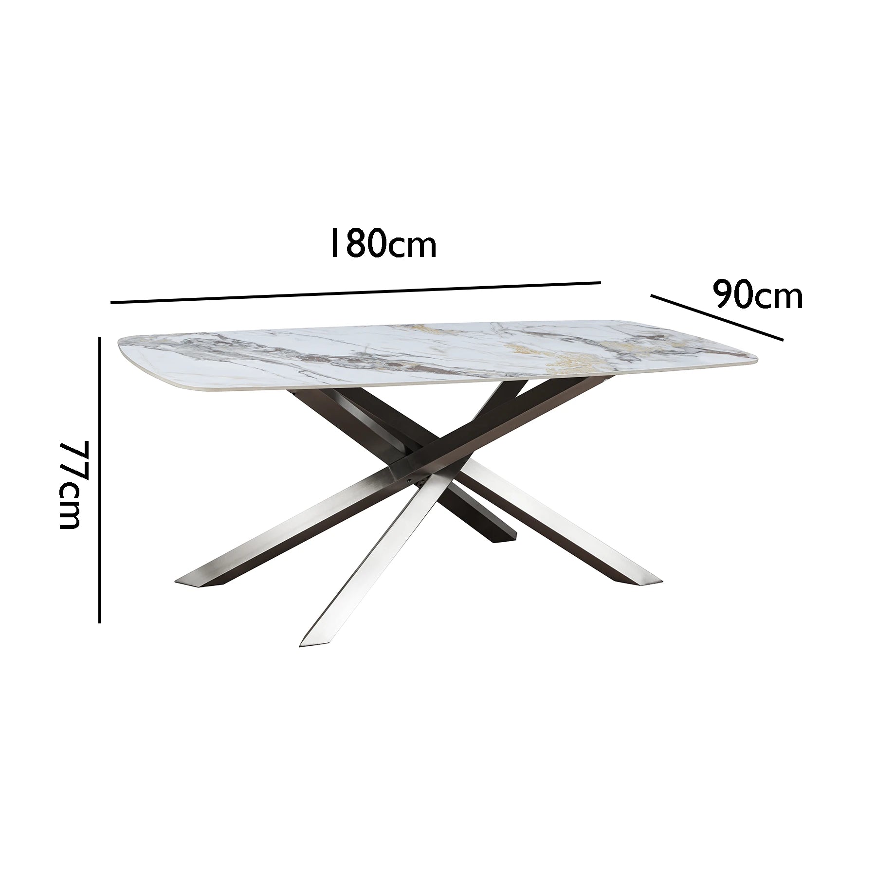 Leicester White Dune High Gloss Ceramic 1.8M Dining Table - Pendle Village Furniture