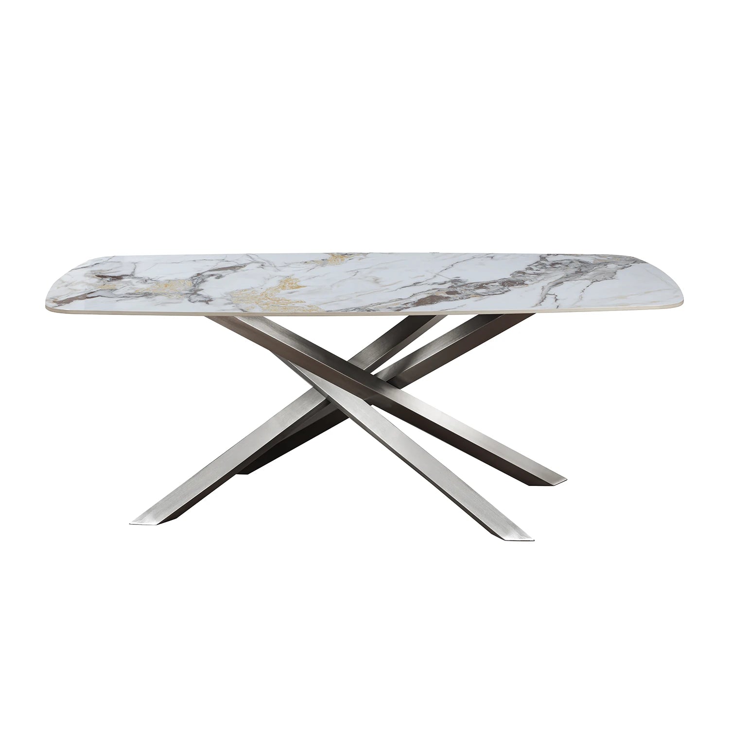 Leicester White Dune High Gloss Ceramic 1.8M Dining Table - Pendle Village Furniture