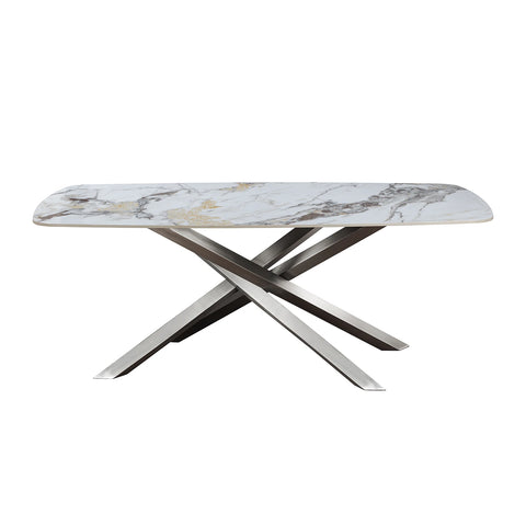 Leicester White Dune High Gloss Ceramic 1.8M Dining Table - Pendle Village Furniture