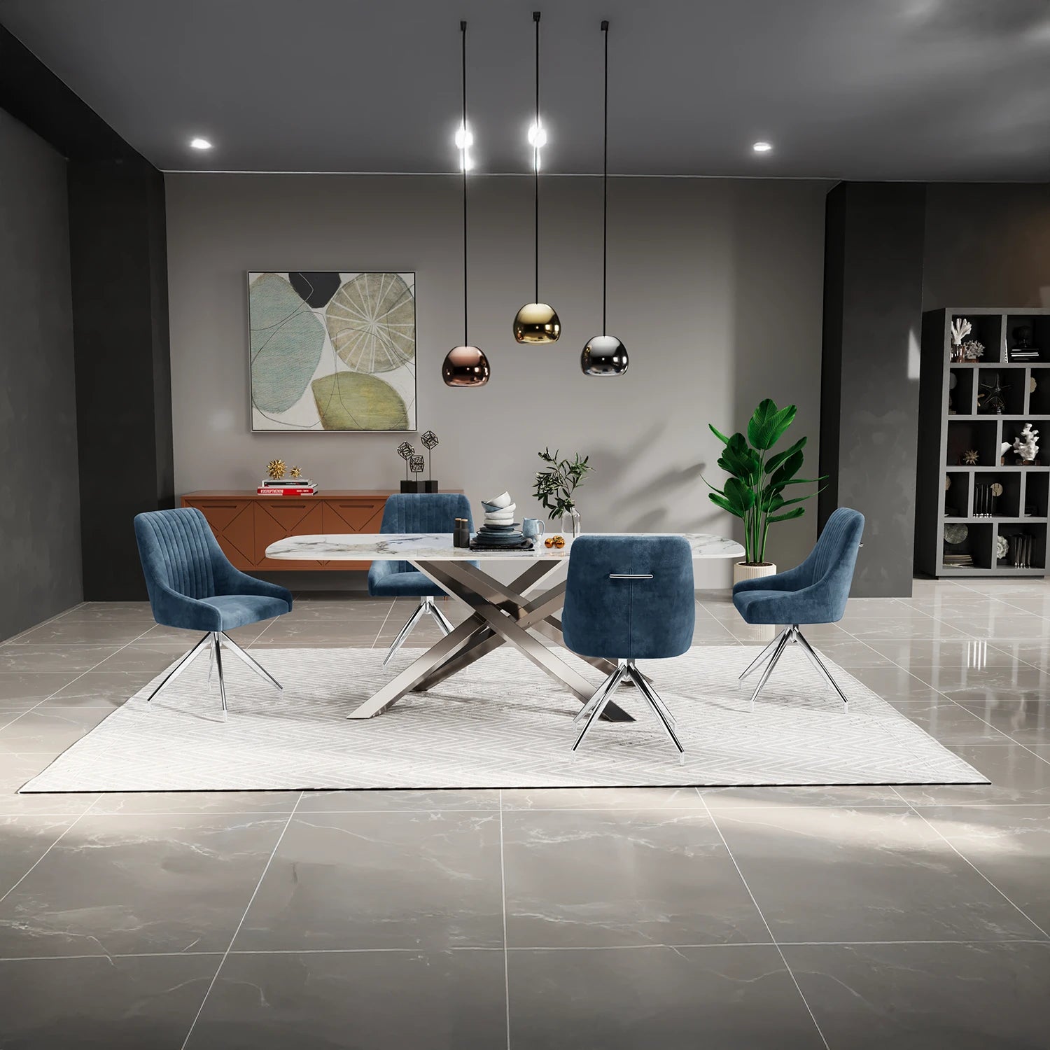 Leicester White Dune High Gloss Ceramic 1.8M Dining Table - Pendle Village Furniture