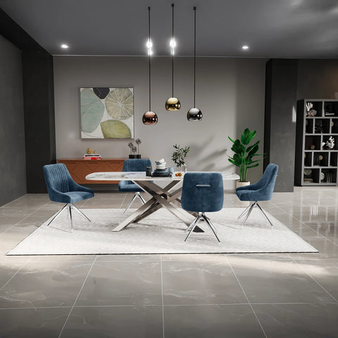 Leicester White Dune High Gloss Ceramic 1.8M Dining Table - Pendle Village Furniture