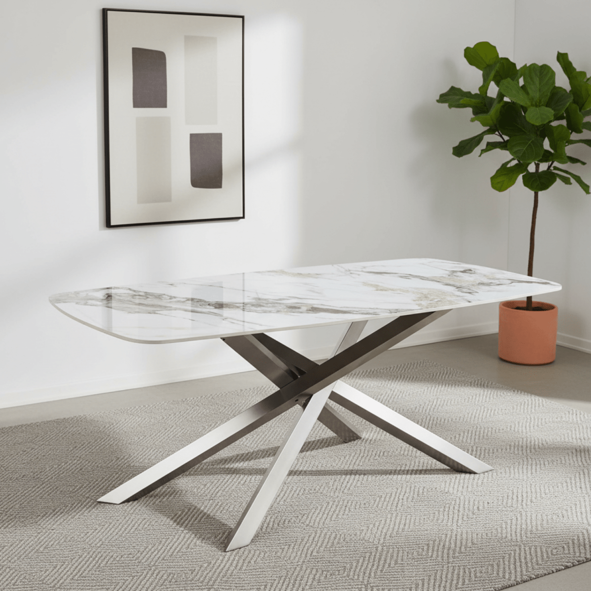 Leicester White Dune High Gloss Ceramic 1.8M Dining Table