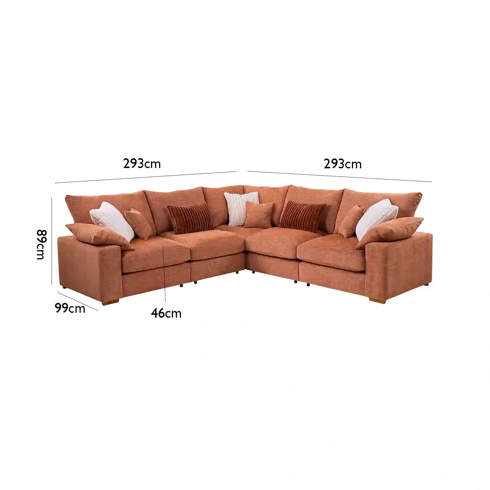 Lennox Modular Fabric 2 Corner 2 Sofa in Chenille with Feather Cushions - Pendle Village Furniture