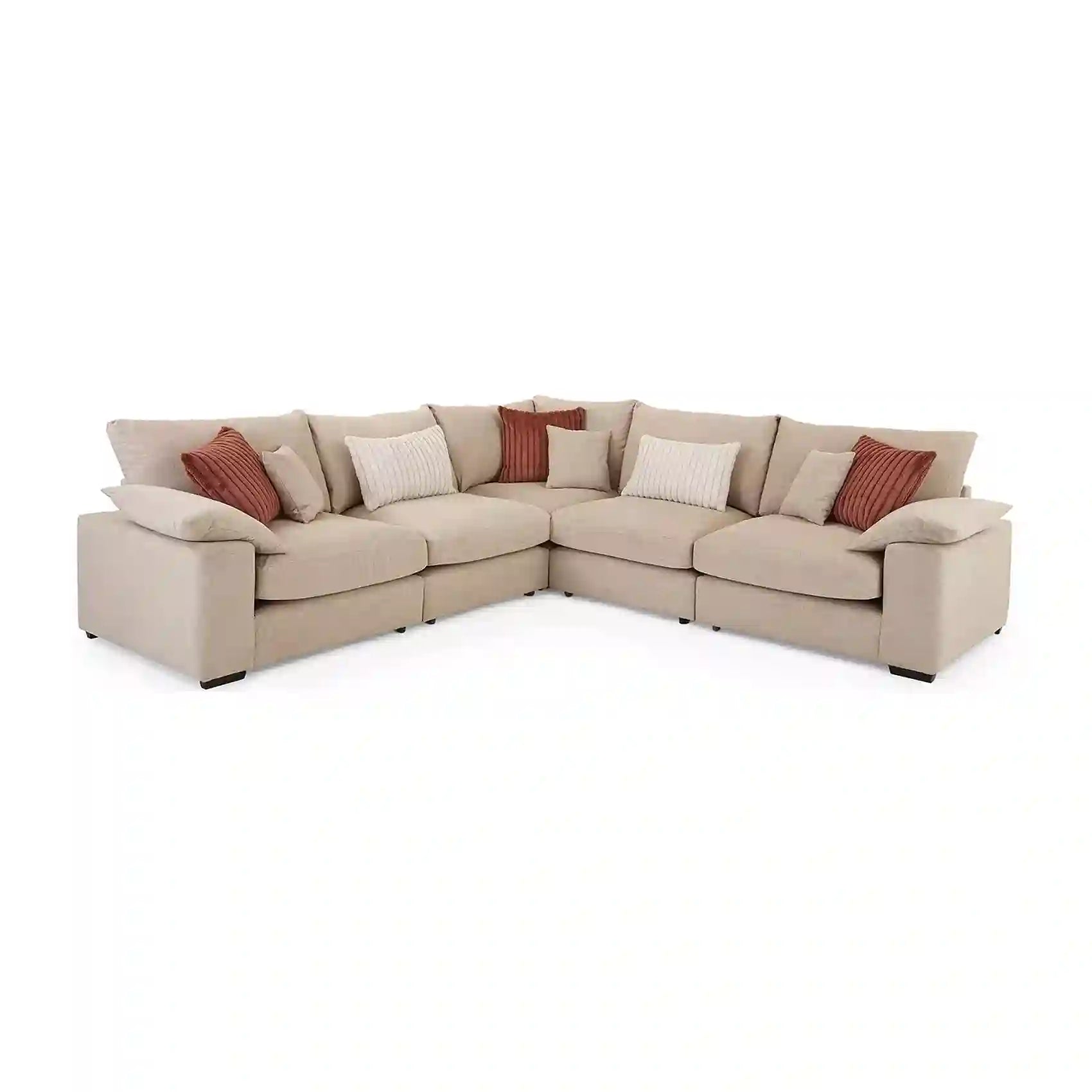 Lennox Modular Fabric 2 Corner 2 Sofa in Chenille with Feather Cushions - Pendle Village Furniture