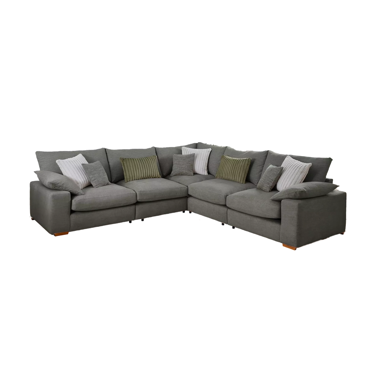 Lennox Modular Fabric 2 Corner 2 Sofa in Chenille with Feather Cushions - Pendle Village Furniture