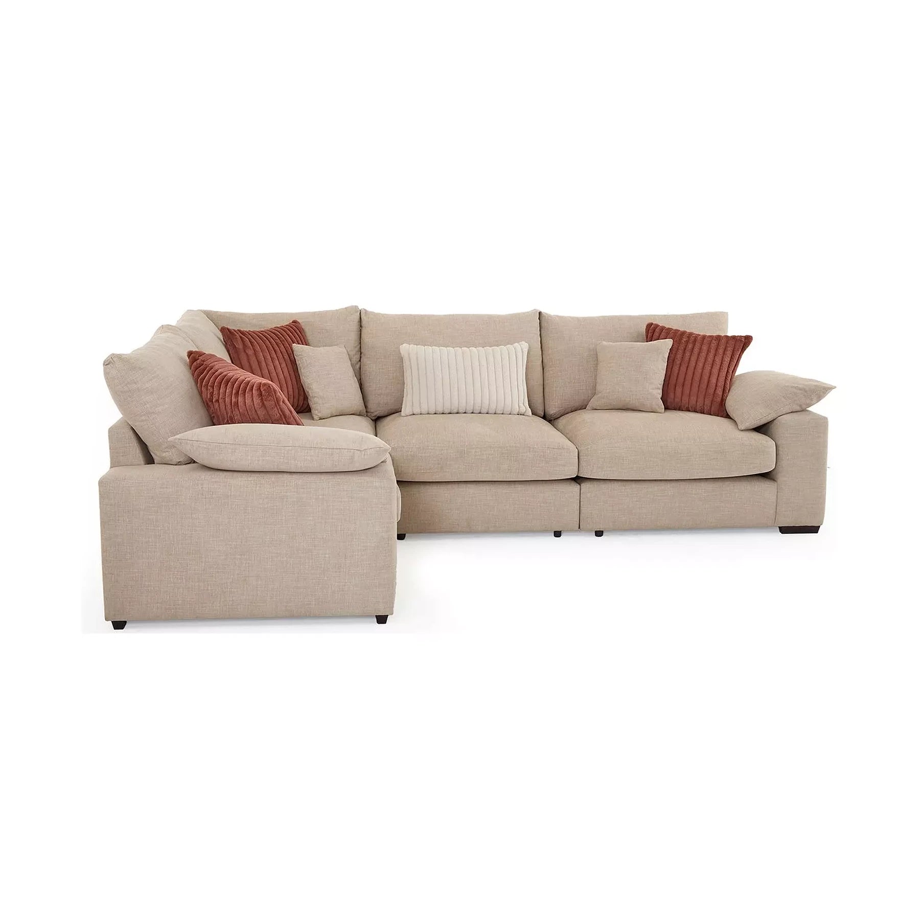 Lennox 2 - Corner - 1 Modular Fabric Sofa in Chenille with Feather Cushions - Pendle Village Furniture