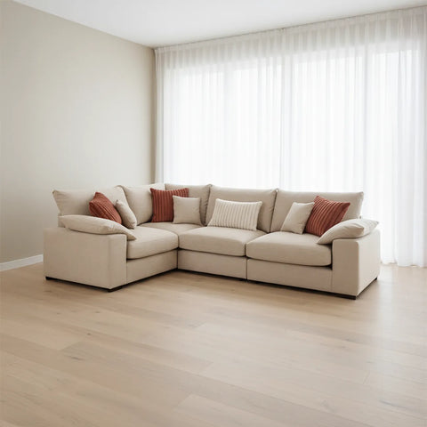 Lennox 2 - Corner - 1 Modular Fabric Sofa in Chenille with Feather Cushions - Pendle Village Furniture