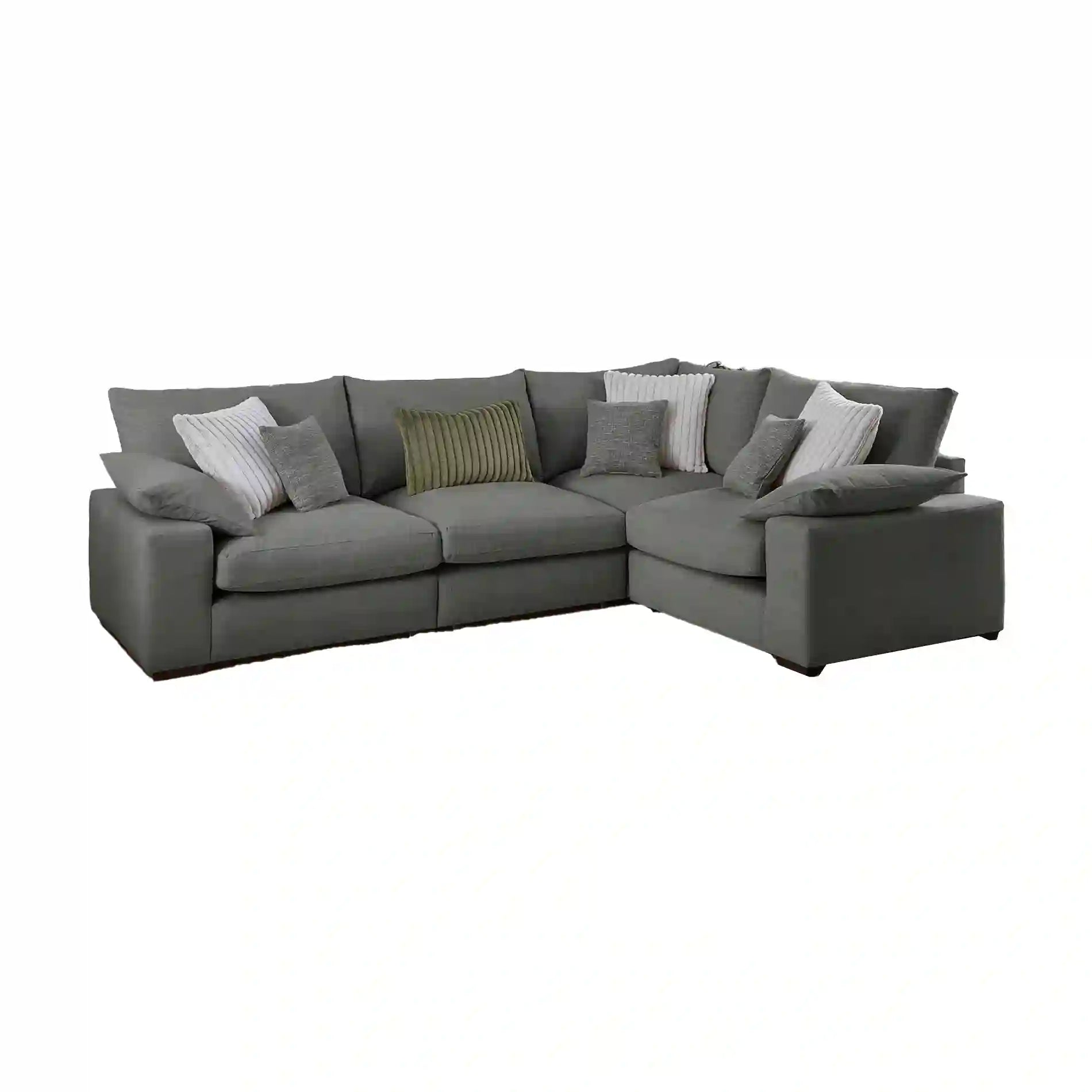 Lennox 2 - Corner - 1 Modular Fabric Sofa in Chenille with Feather Cushions - Pendle Village Furniture