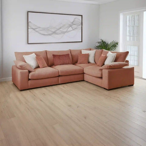 Lennox 2 - Corner - 1 Modular Fabric Sofa in Chenille with Feather Cushions - Pendle Village Furniture