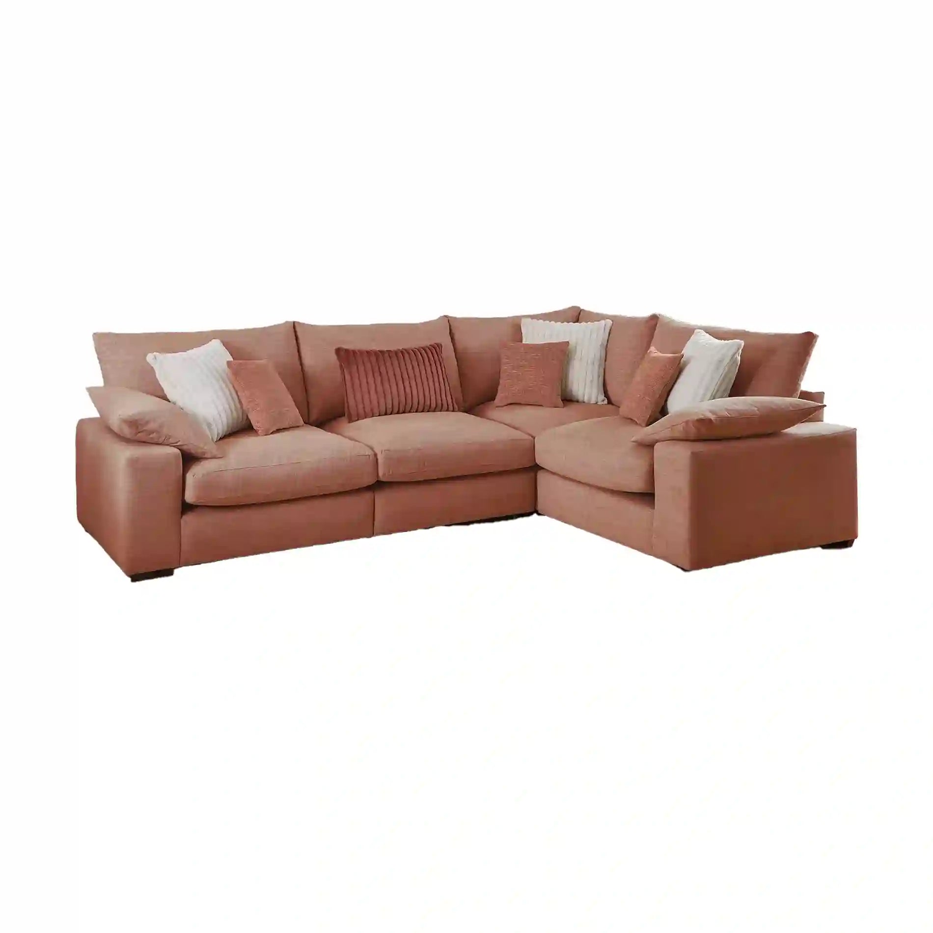 Lennox 2 - Corner - 1 Modular Fabric Sofa in Chenille with Feather Cushions - Pendle Village Furniture